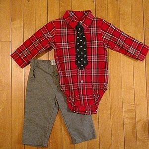 2 Piece Onesie and Pant Set with Tie